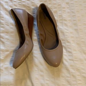 Nude Leather Wedge Flat